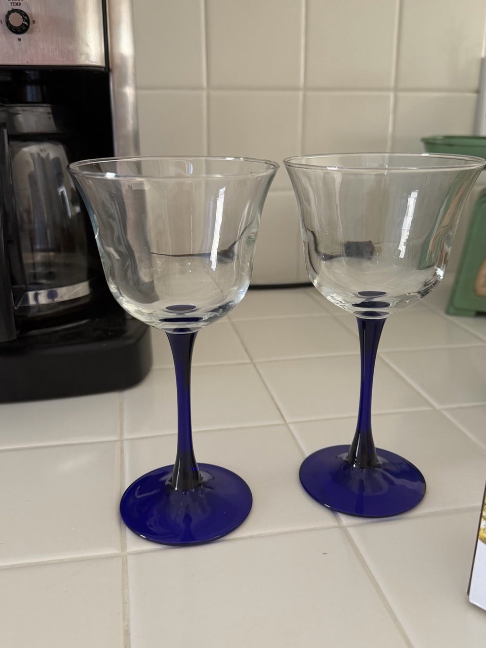 Cobalt Blue Stemmed Wine Glasses - Set of 2